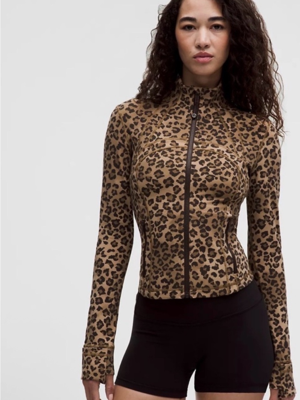 lululemon athletica Leopard-Print Zip Jacket in Tan and Black